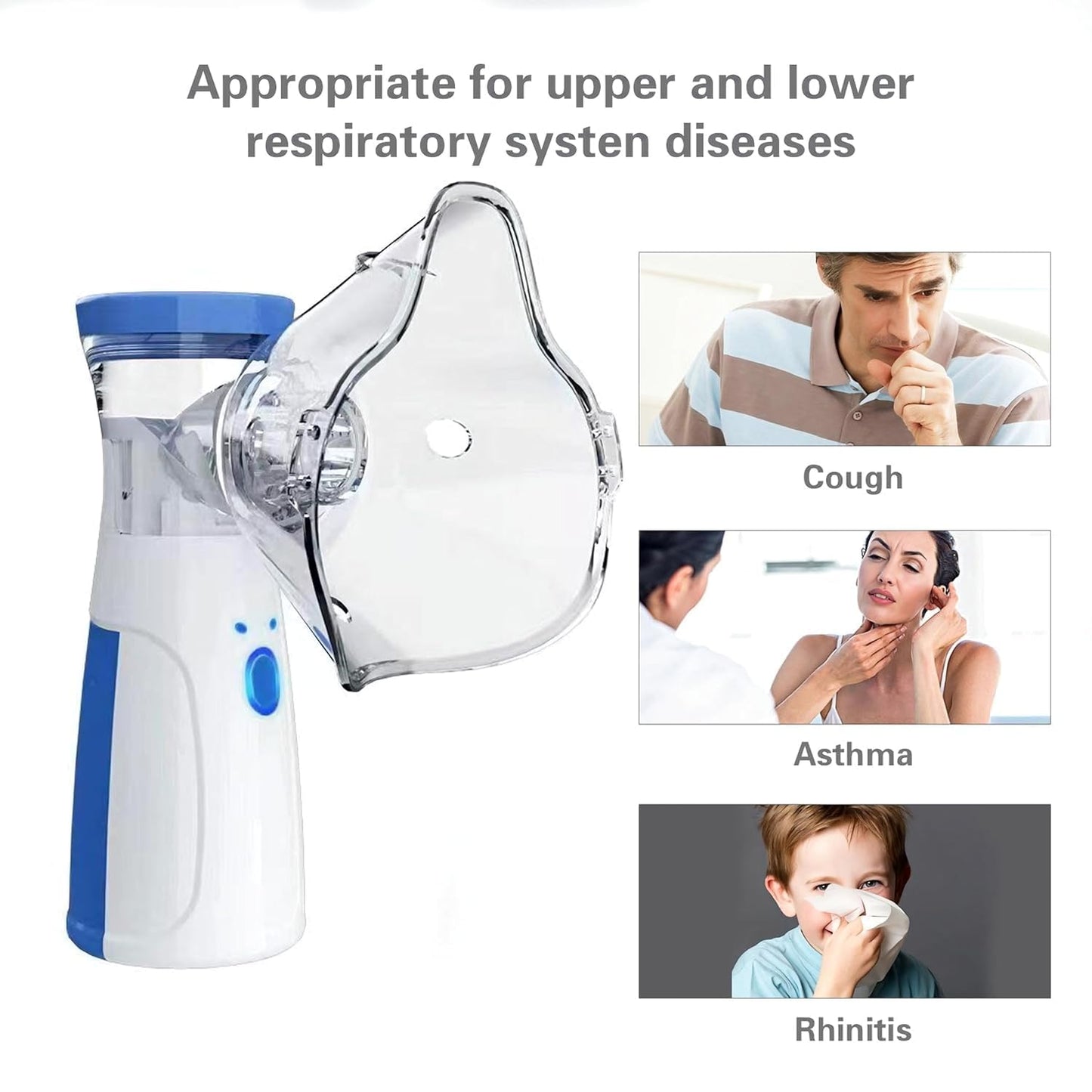 Portable Mesh Nebulizer Machine for Child & Adults – Low Noise, 3 Speed Modes, USB Type-C Rechargeable