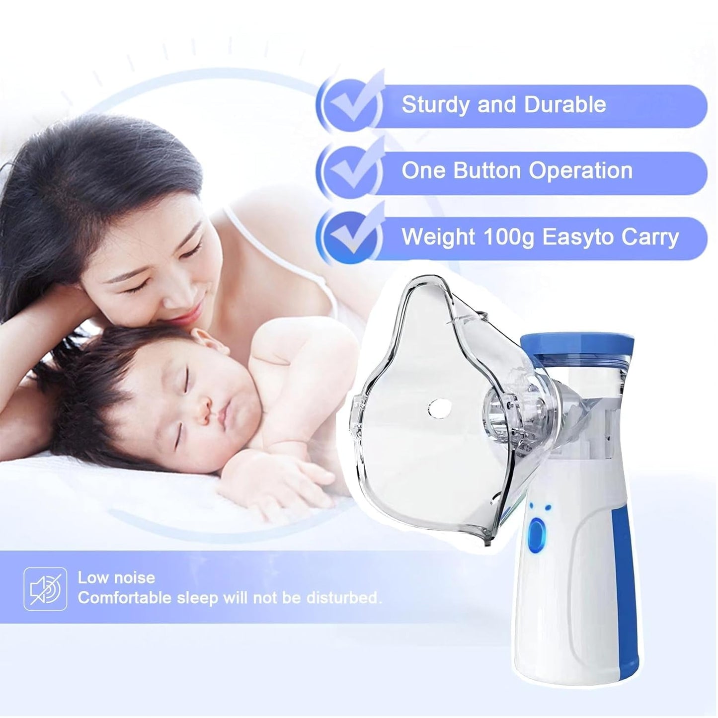 Portable Mesh Nebulizer Machine for Child & Adults – Low Noise, 3 Speed Modes, USB Type-C Rechargeable