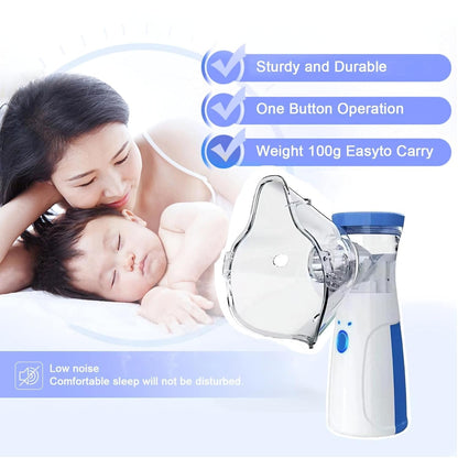 Portable Mesh Nebulizer Machine for Child & Adults – Low Noise, 3 Speed Modes, USB Type-C Rechargeable